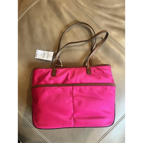 Michael Kors Kempton Raspberry Pink MD Pocket Tote Bag Nylon Medium NEW - Picture 11 of 14